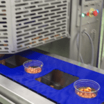 Pasta depositing to pots with an index conveyor