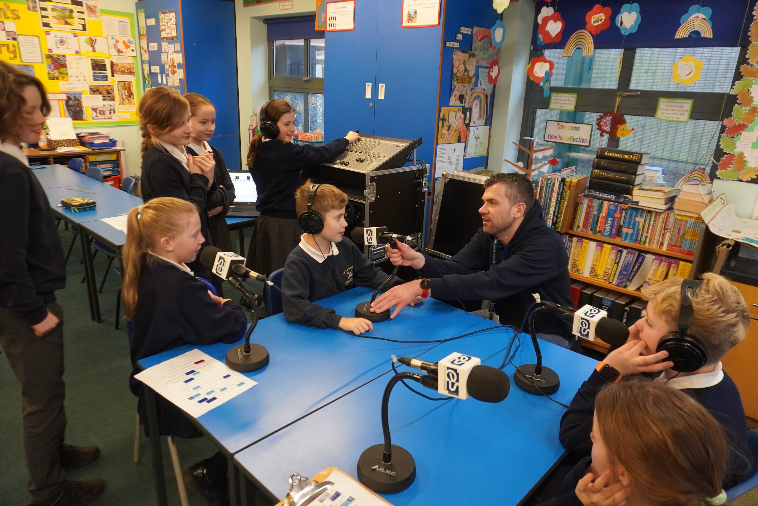 Media Starz- Studio-in-a-box Students from Sale & Davys C of E Primary School recording their radio shows in the classroom using equipment provided by Erewash Sound as part of the Media Starz competition.